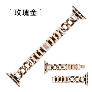 適用 Apple Watch 不鏽鋼錶帶，古巴鍊條金屬錶鏈，淡金，38/40/41/42/44/45mm, 1個, 玫瑰金,38 / 40 / 41 mm