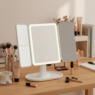 루나미러 탁상용 메이크업 폴드형 무선 조명 거울(일반2배3배) LM-M1S, 거울(스탠드형)