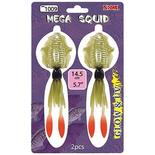 SAME 莎美 極致擬真軟絲假餌 1009 Mega Squid 14.5cm 發光 UV, SSB-03B145-1009, 1個