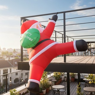 크리스마스 장식 대형 산타 풍선 눈사람 인형 성탄절 산타클로스 소품, 1개, 난간 타는 스타일