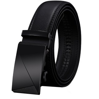 ZHWH 酷黑時尚 男士真皮腰帶 二層牛皮 自動扣皮帶 90M017