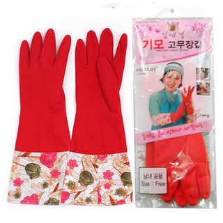 김애경 겨울 기모 고무장갑 남녀공용 방한 주방 설거지 청소 김장 2켤레 세트, 2개, FREE(one size), Basic(레드)