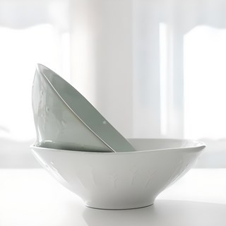 L Foret 麵碗2件組, 葉綠色 + 奶油白, 1套