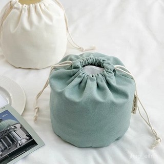 化妝收納包 洗漱包 台灣出貨 圓形束口袋 帆布抽繩袋 旅行收納