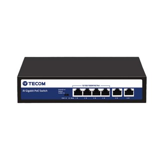 TECOM AI Gigabit PoE Switch 6埠全Gigabit 乙太網路供電交換器, 1個, TE-PN0402A-HS