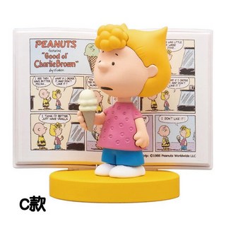 【M.M小舖】『現貨』 BANDAI 轉蛋 扭蛋 史努比角色故事書公仔 查理布朗 全4款, 1個, C款/莎莉2G383