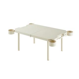 多功能戶外摺疊野餐桌 露營桌 附杯架 白色