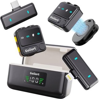 아이폰용 무선 라발리에 마이크 영상 촬영 팟캐스팅 및 스트리밍용 전문 스마트 노이즈 감소 30시간 배터리 수명 브이로그 콘텐츠 제작자에게 적합, Dark black