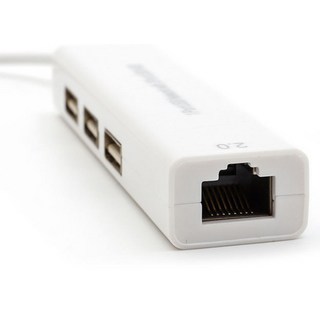 USB 網路卡+3埠USB集線器 2.0傳輸介面, White, 1個