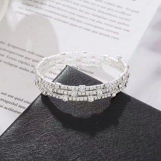XQGB 滿鑽鋯石多層彈性手鏈 亮晶晶爆閃 可調節 ins小眾輕奢高級手環