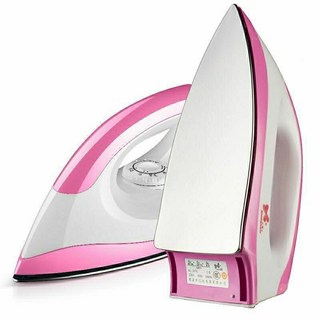 手持電熨斗熨燙機，110v-220v家用電熨斗，不加水調溫燙畫燙斗，除皺順滑底板干燙式燙衣電運斗, 粉色不銹鋼底板
