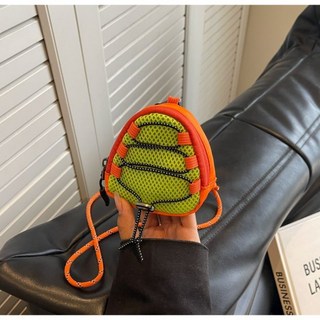 撞色網格斜挎小包 時尚百搭簡約尼龍單肩包, 綠色
