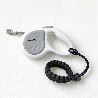 롱펫 떨어짐 방지 자동리드줄 핸즈프리 소형견 개 목줄 꼬임방지 +이탈방지 손목밴드 세트, 화이트, 1개