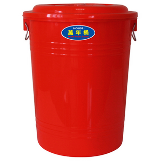 HOUSE 耐衝級萬年桶 附蓋 回收桶 大垃圾桶 營業用垃圾桶 儲水桶 廚餘桶 垃圾桶, 紅橘隨機出貨