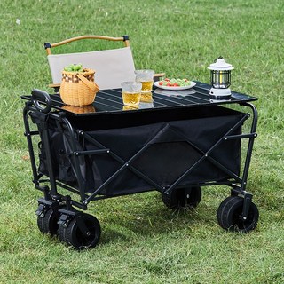 FONOW 웨건 1+1 대용량 접이식 휴대 리어카 테이블+데스크톱, 블랙A, 1개