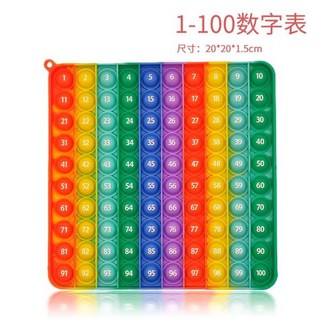 GEEKI 푸쉬팝 게임기 버블 팝 무한 뽁뽁이 피젯 토이 스트레스 해소 장난감 빅 사이즈 레인보우 스퀴즈 숫자 문자 A-Z 인쇄 교육 완구, [04] F-20x20cm, 1개