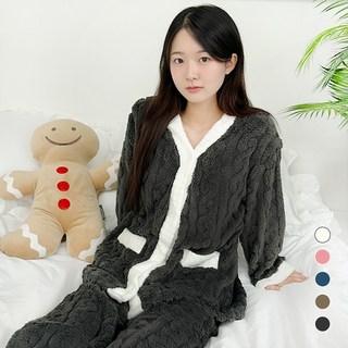 스타일모먼트 여성 수면잠옷 세트 겨울 극세사 잠옷