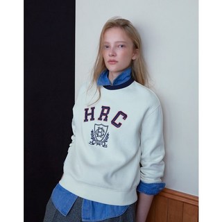 헤지스레이디스 [24FW] [가격인하][면100%] 아이보리 로잉 그래픽 맨투맨 티셔츠 HSTS4D904IV 가을 편한 이너