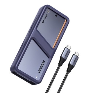 UGREEN 유그린 40Gbps M.2 NVMe SSD 외장하드 케이스 듀얼 칩셋 인텔 및 RTL9210 탑재 쿨링 팬 장착 썬더볼트 4/3 USB4 2280 지원한 SSD, 1개, D703