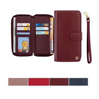갤럭시 점프2 케이스 SM-M336K 천연 소가죽 모으모 (빌세니아 지퍼) 더블 양면 월렛 카드 지폐 수납 자석 지갑 (손목 스트랩 줄 포함)