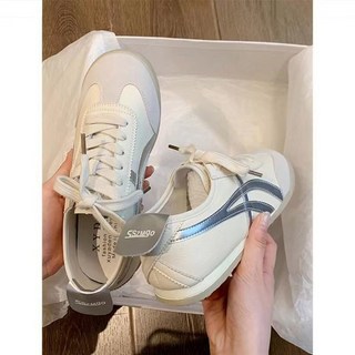 阿甘鞋女2025新款夏季透氣復古休閒運動德訓鞋百搭拼色小白鞋板鞋