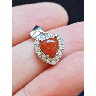 天然南紅瑪瑙 愛心墜飾 925銀 冰飄冰紅