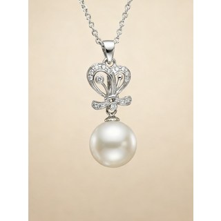 奢華水鑽蝴蝶結珍珠墜飾項鍊 婚禮珠寶配件