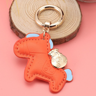 馬年開運馬上有錢手工皮革汽車鑰匙扣 個性男女情侶, 橙小馬, 1個