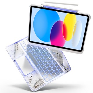 AITEWO 아이패드 호환 매직키보드 케이스 백라이트 한글 키보드 360도회전 프로 1/2/3/4/5/6/7 세대 에어4/5/6/7 10.9 11 12.9 13인치 M2 M3 M4, 화이트