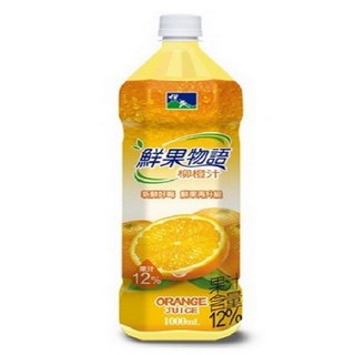 鮮果物語柳橙汁1000ml，健康美味，無添加，隨時享受新鮮水果滋味, 12個, 1L