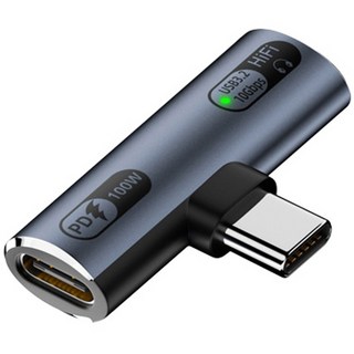 Type-C轉Type-C耳機轉接頭，PD充電100W，USB3.2高速傳輸，支援通話功能, 深色, 1個, Type-C/Type-C