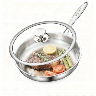 Majesun 316 스테인리스 통3중 인덕션 겸용 스텐 후라이팬 무코팅 프라이팬, 1개, 28cm