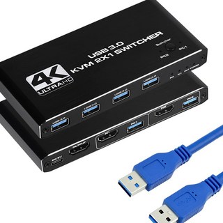 兩端口USB3.0 KVM切換器HDMI 2.0，支援4K@60Hz，2進1出電腦切換器，高速傳輸，輕鬆切換, 1個, 支持4K@120HZ USB3.0KVM