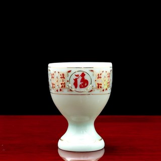 鶯歌精作 福祿壽喜高腳小供杯 - 白瓷錦繡神明杯 復古陶瓷供水杯 佛前供杯 祖先杯 聖水杯 (24H出貨), 1個, 〖高腳〗青瓷小供杯x1