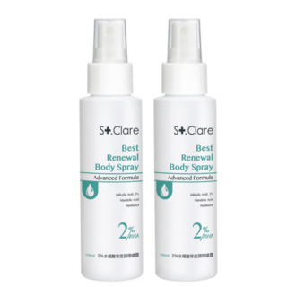 聖克萊爾2%水楊酸新煥肌背痘護理噴霧100ml，輕鬆告別背部痘痘，展現光滑美背, 100ml, 2瓶