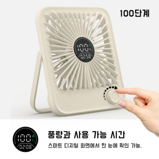 NUNUHANA BLDC 무소음 무선 선풍기 휴대 탁상 2in1 미니 디자인 DM31, 베이지