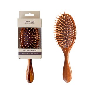 꿈꾸던라이프 호텔식 프리미엄 박달나무 헤어 빗 브러쉬, 1개, 브라운 원형 빗