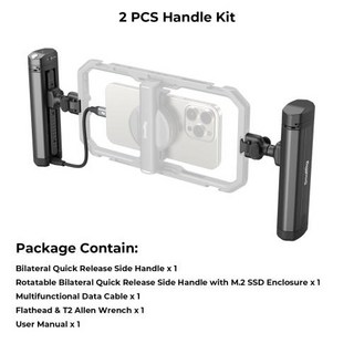 스마트폰 케이지 거치대 비디오 리그 키트 호환용 SmallRig 회전식 양측 퀵릴리즈 사이드 무선 16 프로 맥스 M.2 SSD 인클로저, 2 PCS Handle Kit, 1개
