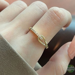 雙扣鑲鑽戒指 可調式開口設計 時尚百搭飾品