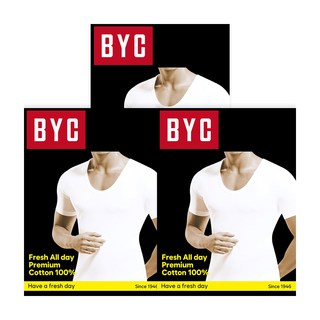 BYC 남자 반팔런닝 3장 순면 40수 반팔티 3p