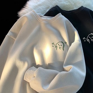 恐龍印花純棉大學T 圓領寬鬆長袖衛衣