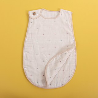 蘑菇刺蝟兒童防踢被 親膚透氣寶寶睡袋 無袖設計, 米色彩線星星