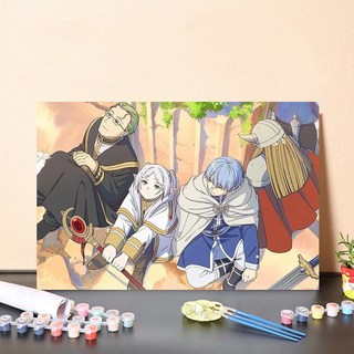 장송의 프리렌 애니메이션 캐릭터 유화 DIY 만화 아트 취미 그림 명화그리기 장식, 유화세트 (액자x), 40x60cm, 옵션 J, 1개