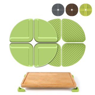 루이 실리콘 도마 보호 매트 미끄럼방지 내마모성 강력 흡착 세척 간편 주방/가정/요식업, 녹색, 4개
