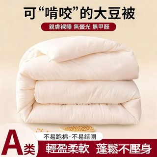 親膚裸睡大豆纖維被 輕盈透氣不易結團 蓬鬆柔軟舒適四季通用保暖被胎, 純白色