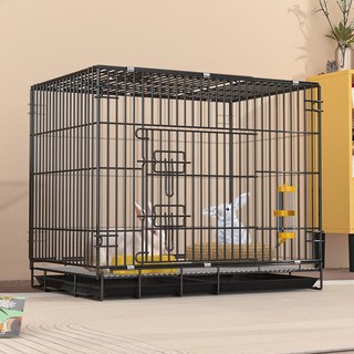 兔子籠子家用摺疊室內養兔易清糞戶外攜帶便捷垂耳兔加密兔籠貓籠, 1個, 28:籠子+托盤+腳墊+掛碗+草窩