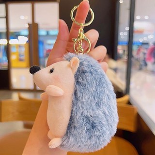 可愛小刺蝟毛絨玩具鑰匙扣，書包掛件包包掛飾，男女閨蜜情侶萌萌鼠, 1個, 深藍色1個