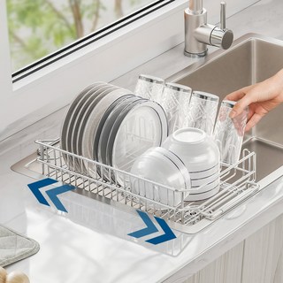 하우스글란츠 연마제없는 304올스텐 길이조절 식기건조대 씽크대형, 1개, 와이드 B형, 1단