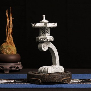 禪意枯山水擺件手工青石燈籠石雕微景觀小石塔茶寵小燈塔魚池塔雕, 1個, 高22CM