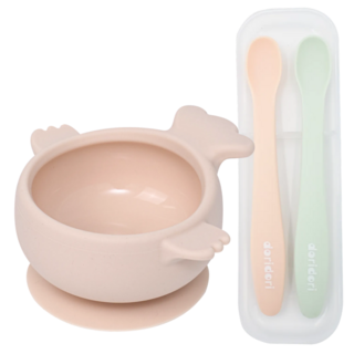 도리도리 국산 프리미엄 실리콘 이유식 식기 2종 세트, 1개, 흡착볼+올실리콘 스푼, 라이트피치
